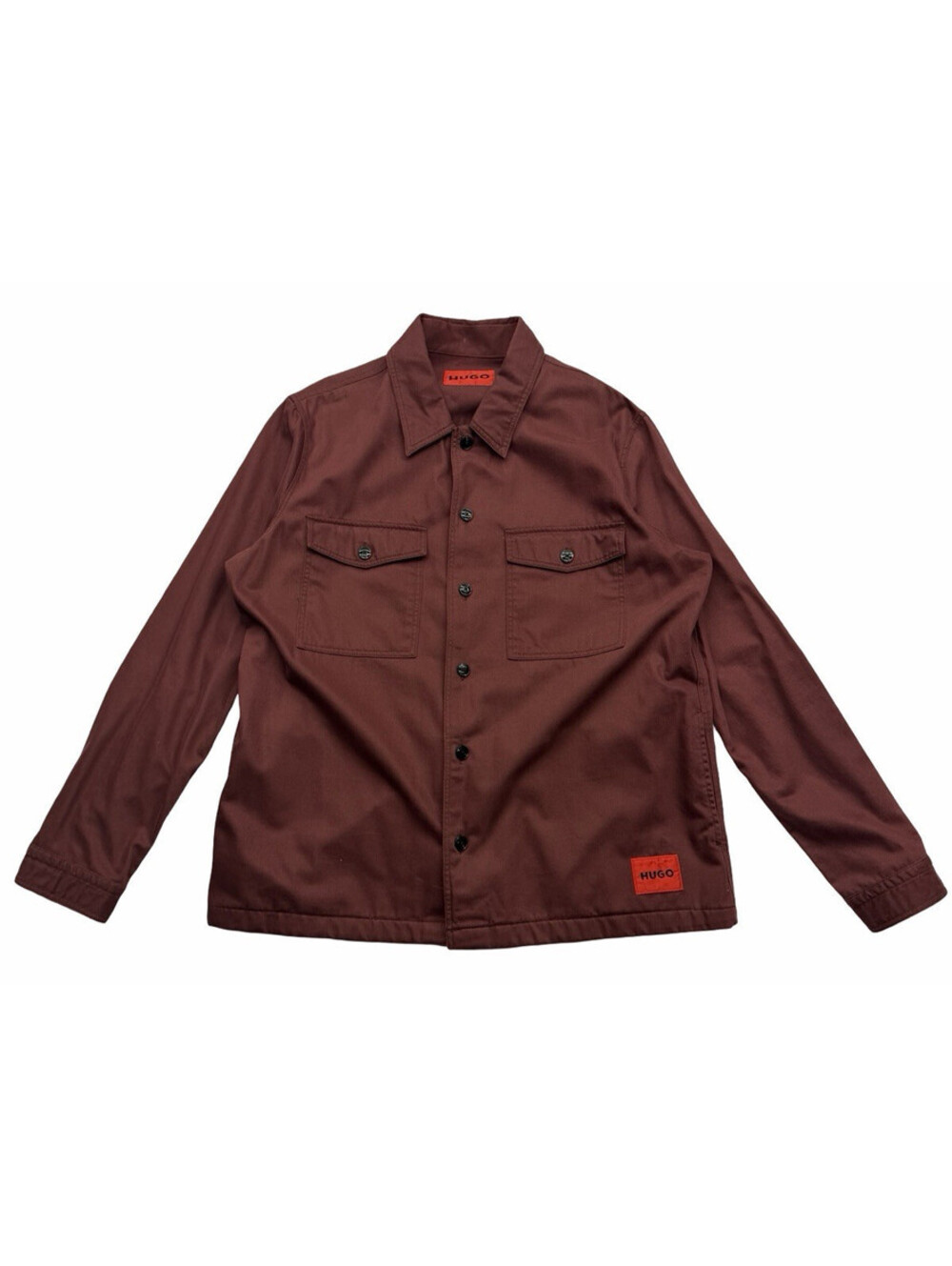 HUGO Enalu Overshirt Jacket Cotton Twill Burgundy Size M